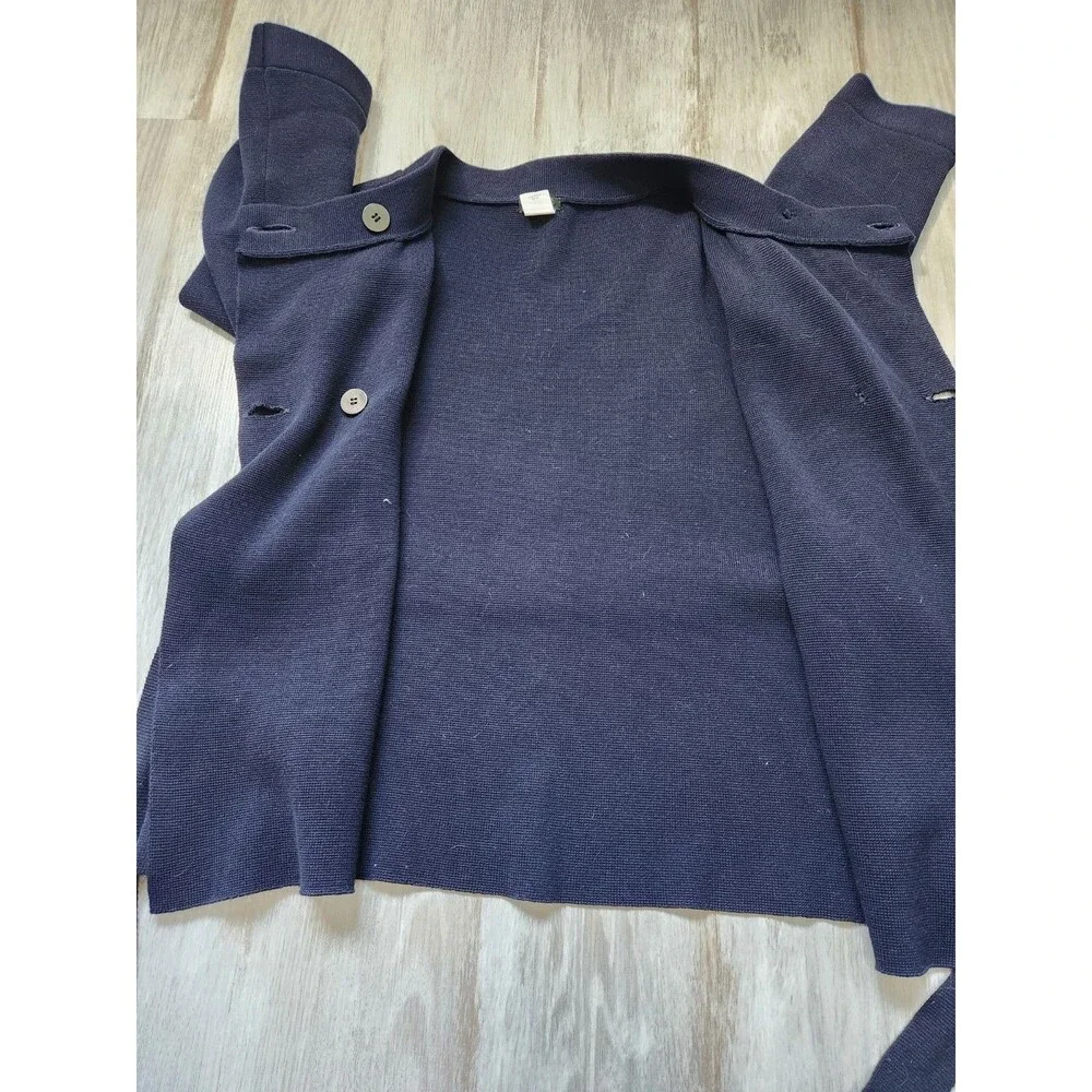 J.Crew Sweater Jacket Womens S Navy Wrap Tie Heavyweight Stretch Knit GUC